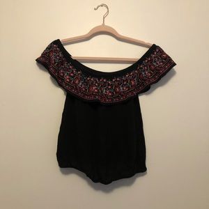 Dark blue/black floral off the shoulder top